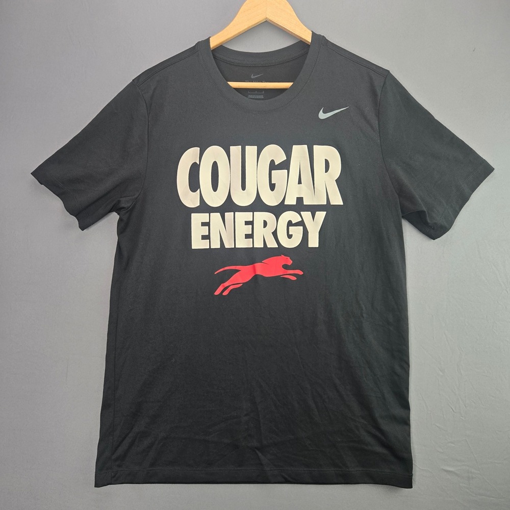 Nike T-Shirt Cougar Energy Graphic Dri-FIT Size L Black Short Sleeve Active Tee